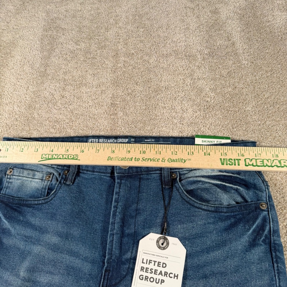 LRG Skinny Fit Jeans Mens 34 X 31 Blue Distressed Ripped Denim 100-935 NEW - Picture 9 of 13